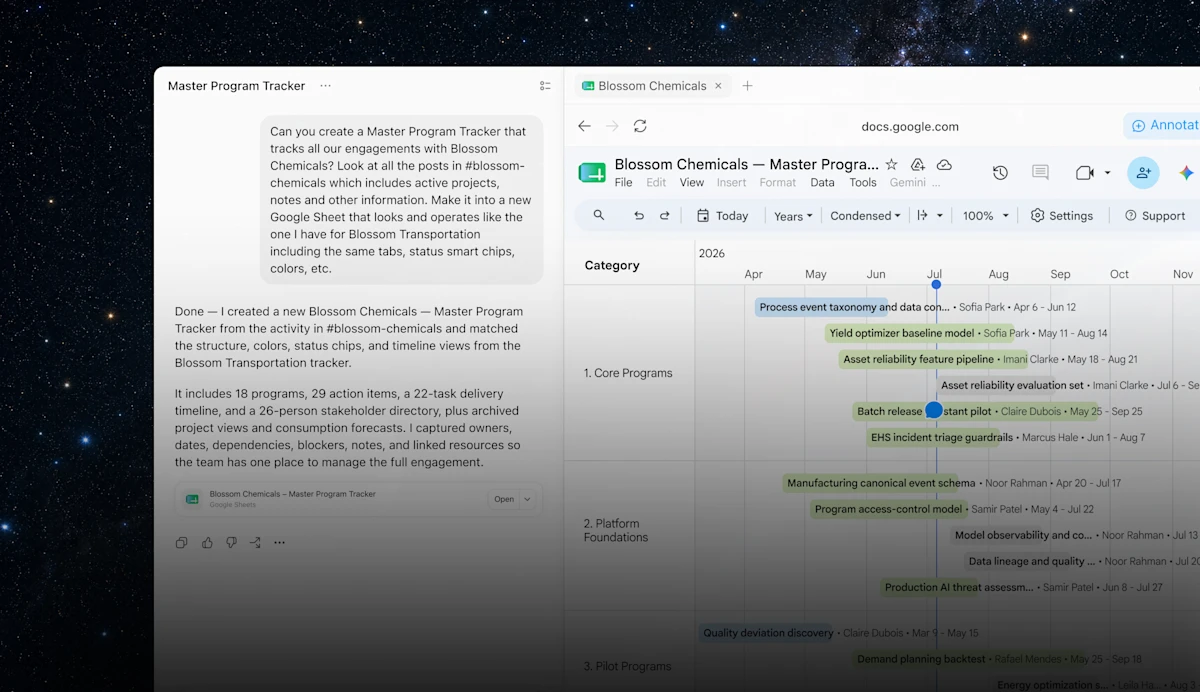 Generating a Google Sheets project board from Slack