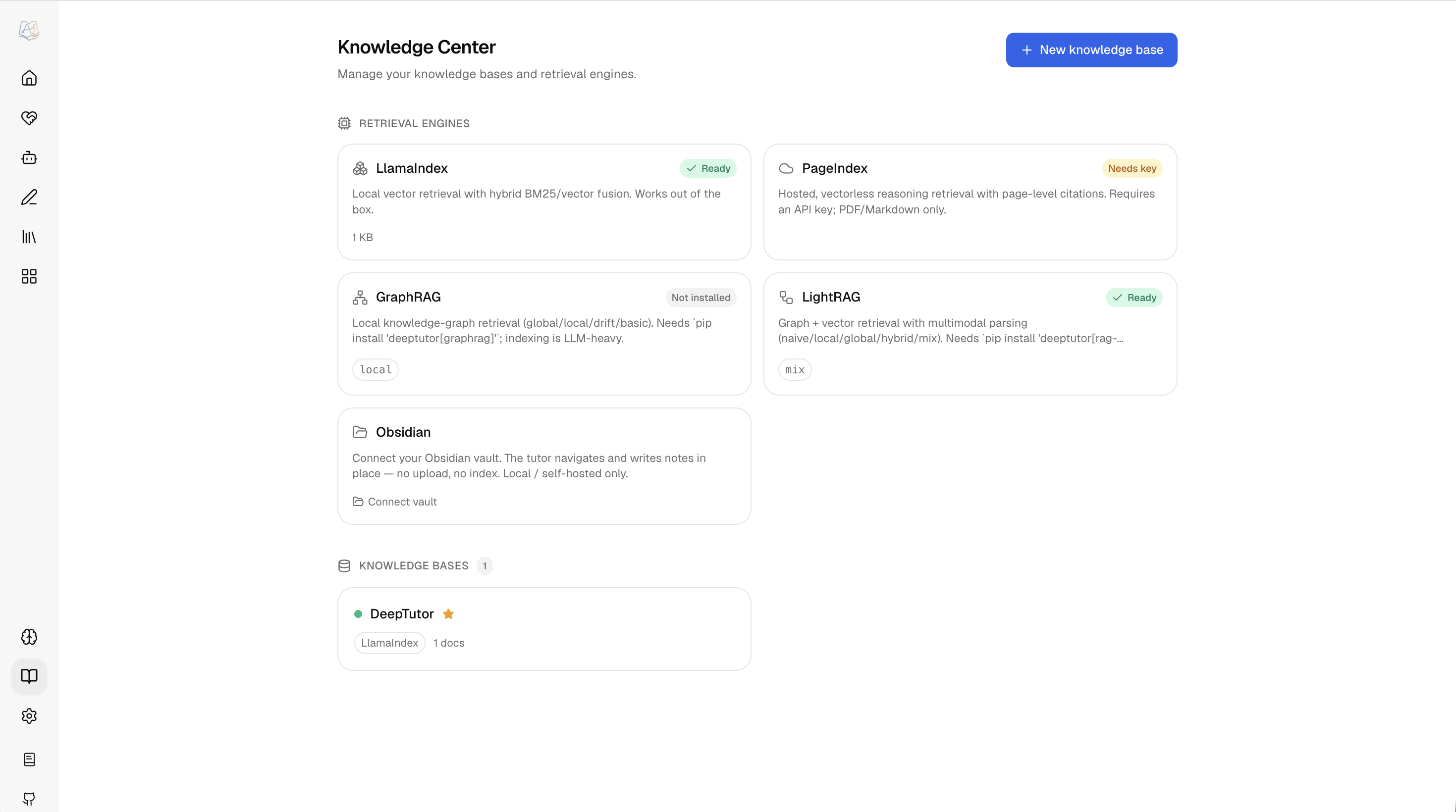 DeepTutor 知识中心总览