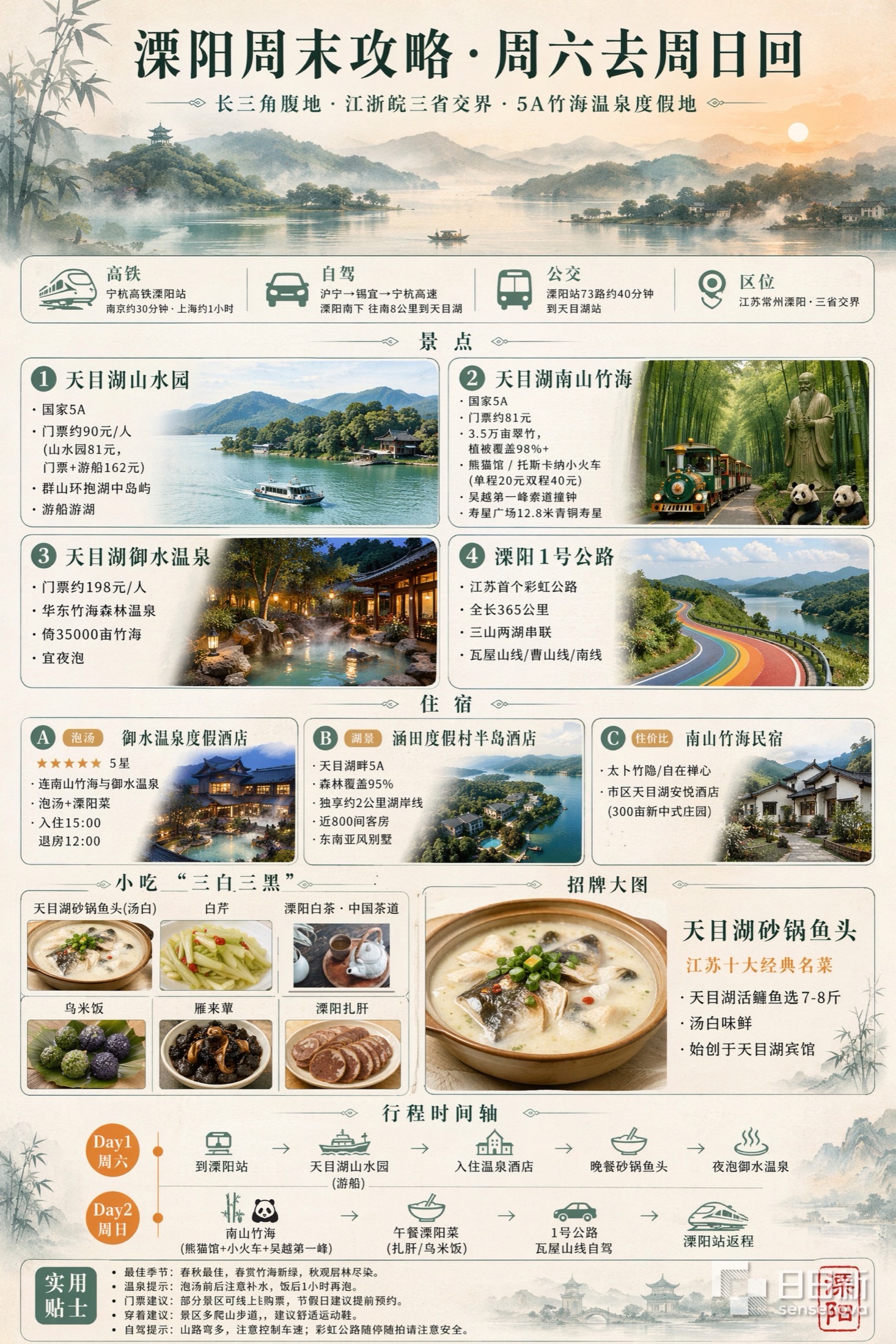 溧陽の週末旅行ガイドのインフォグラフィック