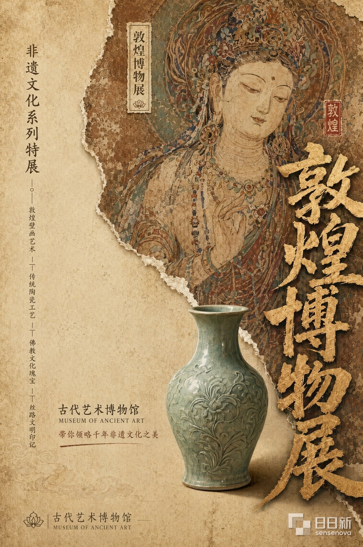 敦煌博物館の無形文化遺産特別展ポスター